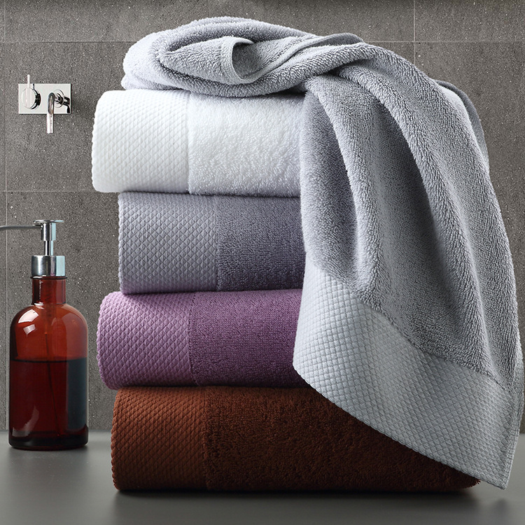 Luxury Hotel Collection Cotton-Eco Gray Bath Towels - Dobby Border