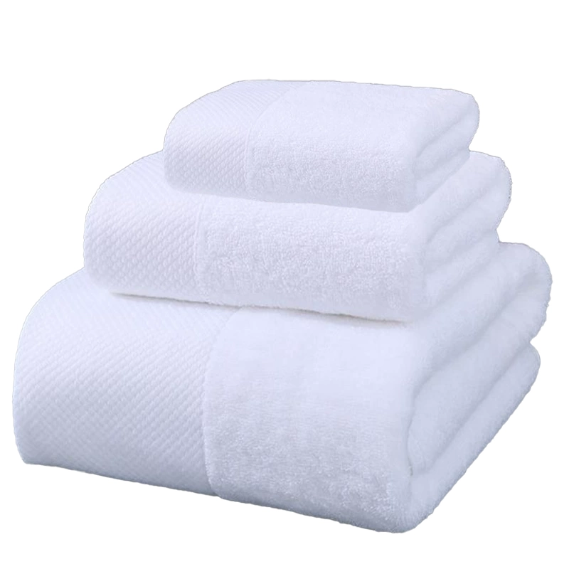 Gorgeous white dobby border bath Towels set